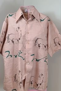 Vtg Shantung by Van Heusen Shirt XL 17 17.5 Made in Taiwan ROC Horse Derby